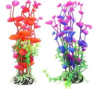 Plastique aquarium artificiel forme vivante haute simulation sûre accessoire de plante aquatique pour les réservoirs de poissons paysage décorationon violet rouge