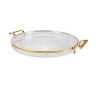Plastique avec Poignées Plateau Rond Décoratif pour Tasses de Thé | Bords Surélevés, Finition Martelée, Surface Lisse, Présentation Élégante, Rangement Peu Encombrant, Cuisine et Console