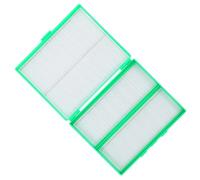 Plastique Boîte de Lames de Microscope Vert 100 Places Empilable | Couvercle Transparent, Fermeture Sécurisée, Emplacements Individuels, Rangement Portable pour Préparations en Laboratoire