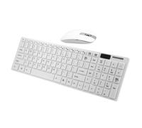 Plastique Clavier et Souris sans Fil Blanc Ultra Fin 2,4G | Format Complet, Récepteur Nano USB, pour Ordinateur Portable et Tablette, Profil Compact, Couvercle Piles Aa