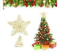 Plastique Léger Xmas étoile Noel Décoration,20x25cm Cimier De Sapin De Noël en Plastique,Glitter Christmas Tree Top Decoration Star,Cime d'arbre en étoile éclairée,Or étoile Sapin Noël,1 Pièce