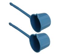 Plastique Louche à Eau à Long Manche 2 Pièces | Surface Lisse et Non Poreuse, Bec Verseur Intégré, pour Seaux Profonds et Arrosage Bleu