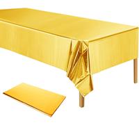 Plastique Or Table Couverture, Métallique En 137 X 274 Nappe Cm Rectangle Feuille D'or Couverture Pour Le Mariage, Baby Shower, Fête D'anniversaire Décoration, Gold, 54 X 108 In.[G365]