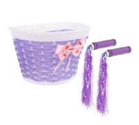 Plastique Panier pour Trottinette Pourpre Garçon et Filles, pour Vélo | Rangement Léger, Fixation Sûre au Guidon, Style Mignon, pour Sorties au Parc et Snacks Couleur Aléatoire
