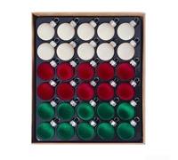 Plastique pour mini boules de sapin 30 mm en plastique émaillé mat (B) | Couleurs classiques rouge, bleu, or, schéma de vacances traditionnel, design léger, s'adapte aux petits arbres