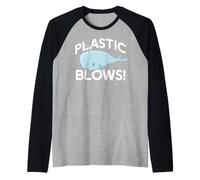 Plastique Souffle ! Protéger Les Baleines Vie Mer Réduire Recycle Meme Manche Raglan