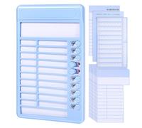 Plastique Tableau de Routine Quotidienne Pages Remplaçables Bleu | Support Pliable, Système de Récompense et Conséquences, Montage Mural Bureau, pour Tâches Garçon Fille