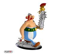 Plastoy Figurine Obélix XL avec Idéfix et pile de casques - Plastique 22 cm