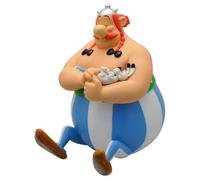 Plastoy Tirelire Astérix Chibi Obélix assis avec Idéfix – Plastique – 17 cm