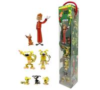 Plastoy Coffret tubo 7 figurines La Famille Marsupilami, Spirou et Spip – Résine 2 à 5 cm