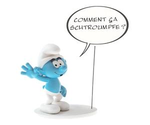 Plastoy Les Schtroumpfs Figurine Schtroumpf Grognon collection Bulles "Comment ça Schtroumpfe ?" - Résine - 17 cm