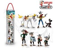 Plastoy Lucky Luke Coffret tubo de 7 Figurines Luky Luke, Jolly Lumper, Rantanplan et Les Dalton - Résine - 3 à 5 cm