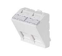 Plastron 45x45 incliné 30° pour 2 ports RJ45 keystone
