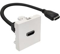 Plastron HDMI 45x45 F/F femelle câble 20 cm Blanc
