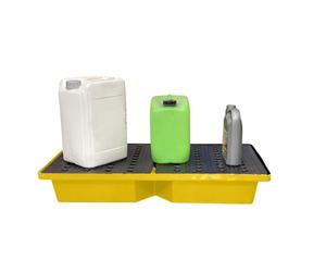 Plast'Up Rotomoulage Bac de rétention jaune 70l empilable avec caillebotis PEHD