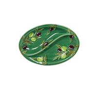 Plat 2 compartiments Olive 30x20 cm - - Vert - Grès