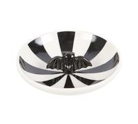 Plat à bijoux en forme de chauve-souris à rayures - Plateau en céramique insolite pour bijoux, clés et petits objets - Décoration d'Halloween mignonne ou cadeau pour les amateurs de chauve-souris -