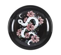 Plat à bijoux serpent blanc et fleur rose - Design ciel étoilé noir, support à bijoux décoratif pour clés, pièces de monnaie et petits trésors, décoration d'intérieur élégante, durable et fonctionnel