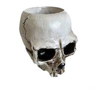 Plat à bonbons décoratif en forme de tête de mort avec couvercle, récipient en résine pour bonbons, rangement et pot de fleurs, sculpté à la main et adapté pour une utilisation à la maison ou au