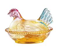 Plat à Bonbons en Forme de Poule en Verre avec Couvercle - Pot à Biscuits de Poulet Table Vintage pour Snack Dessert, Style-1
