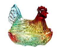 Plat à bonbons en verre avec couvercle en forme de poule - Grand bol à bonbons vintage en cristal - Bol coloré pour collations, desserts, biscuits, pour la maison, la cuisine