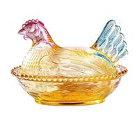 Plat à bonbons en verre avec couvercle, pot à biscuits de table vintage pour collations et desserts, 4, 7 x 3, 2 pouces (style 1)