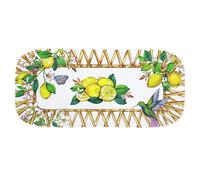 Les Jardins de la Comtesse - Petit Plateau rectangulaire en Mélamine - Citrons jaunes - Gateaux/Cake - Plat Long de Présentation - Capri - Collection Vaisselle MelARTmine - 37,5 cm