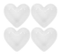 Plat à Condiments 4 Pièces de Cœur Blanc en Céramique | Service pour Sauce Soja et Vinaigre, Surface Lisse, Usage Apéritif et Fête, Style Simple