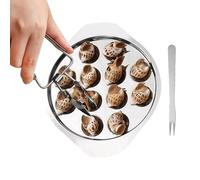 Plat à escargot - 22,2 x 18,4 cm - Serveur à dos escargot - à ongles en acier inoxydable - Serveur arrière escargots blancs - à escargots en acier inoxydable avec 12 trous pour la maison