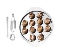 Plat à escargots en acier inoxydable avec poignée et 12 trous, pour maison, restaurant, hôtel