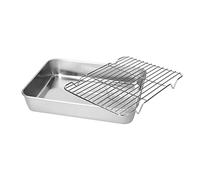 Plat à Four avec Grille Plaque à Four Rectangulaire en Acier Inoxydable avec Grille à Gâteau, Facile à Nettoyer, pour la Cuisson et le Refroidissement en Cuisine et Lors des