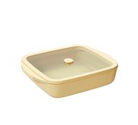 PEBBLY - Plat à Four Carré en Verre et son couvercle en Verre - 1,6 L | Polyvalent et Résistant, passe au Four, au Lave-Vaisselle, au Réfrigérateur et au Congélateur facilement