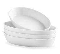 Plat à Four de Cuisson Porcelaine, Lot de 4 plats à gratin - Parfait pour lasagnes, Quiché, tiramisu et gratins - Plat à lasagnes en céramique - Grand plat à gratin -340 ml, 19x11,4x3,5 cm
