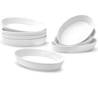 Plat à Four de Cuisson Porcelaine, Lot de 8 Petit Plat à Four Blanc, Plats à Gratin Idéal pour 1 Personnes, Plat à four pour Lasagne Tiramisu, 340 ml, 19x11,4x3,5 cm - Allant au Four et au Micro-ondes