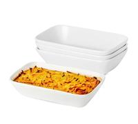 Plat à Four de Cuisson Porcelaine - Plat à Four en Céramique Petit - Plat à Lasagne Rectangulaire - Idéal pour Les Lasagnes, Les Soufflés ou Le Tiramisu - Dimensions 18x11x4 cm, 400ml - Lot de 4