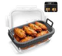 Plat à four en verre pour friteuse à air chaud Ninja AF400EU/AF500EU/SL400EU, SL400EU, avec poignées en silicone, sans BPA, résistant à la chaleur (B)
