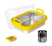 Plat à four en verre pour friteuse à air comprimé - Compatible avec COSORI & Ninja AF400EU/SL400EU/AF500EU, récipient en verre résistant à la chaleur avec poignées en silicone et anneau en silicone