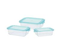 Plat À Four - Excellent Houseware - Set De 3 - Verre - Bleu/Blanc - Passe Au Lave-Vaisselle