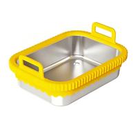Plat à Four Inox pour Ninja AF400EU/DZ401EU/AF500EU, Sans BPA, Plat à Lasagne avec Silicone Amovible, Plateau de Cuisson en Acier Inoxydable, Accessoires Airfryer (Jaune)