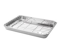 Lacor Plat à four Essential 15566 en inox avec grille amovible 26,5 x 20,5 x 2,5 cm