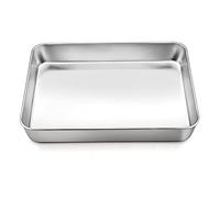 Plat à four profond Joyfair en acier inoxydable rectangulaire pour four, 26,5 x 20,5 x 5 cm, plaque de cuisson pour brownie lasagnes, sain et durable, facile à nettoyer et passe au lave-vaisselle