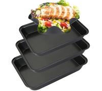 Plat à four rectangulaire antiadhésif - FEBEST - Ensemble de 4 pièces - Acier au carbone - Sans PFOA - Résistant à 220°C