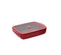 Plat à four rectangulaire en verre borosilicate avec couvercle Grenat 1,6L Pebbly