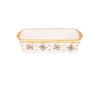 Plat à four rectangulaire ovale à motifs floraux avec poignée, en céramique, idéal for rôtir, lasagnes, salades et gratin de fromage.
