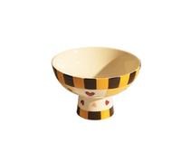 Plat à fruits Bol à fruits en céramique, bol sur pied décoratif, plateau à fruits décoré for comptoir de cuisine et table à manger, bol à pain et à salade avec pieds Decorative Bowl(Brown-A)