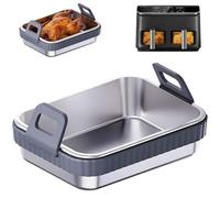 Plat à gratin Airfryer - Accessoire pour ninja/CosorI/Philips - Moule à four Airfryer - En acier inoxydable 304 - Sans BPA - Avec poignées en silicone (A)