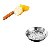 Plat à gratin en acier inoxydable 304 avec égouttoir, four et airfryer accessoires en acier inoxydable, passe au lave-vaisselle, pour friteuses à air chaud et fours (16)