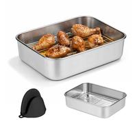 Plat à gratin en acier inoxydable pour friteuse à air chaud, universel, compatible avec la plupart des Airfryer, 20 × 15,3 × 5 cm, robuste et facile à nettoyer