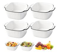 Plat À Gratin En Céramique 4 Pièces, Plat Pour Four Plat Four Céramique Avec Poignées, 400 ml, Compatible Four, Micro-ondes Et Friteuse, 14.3×11×5.3 cm