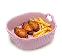 Plat à gratin en céramique pour Airfryer et four - 650 ml - Avec chaleur uniforme - Passe au lave-vaisselle et empilable - Plat rond avec poignées, four et micro-ondes - Violet